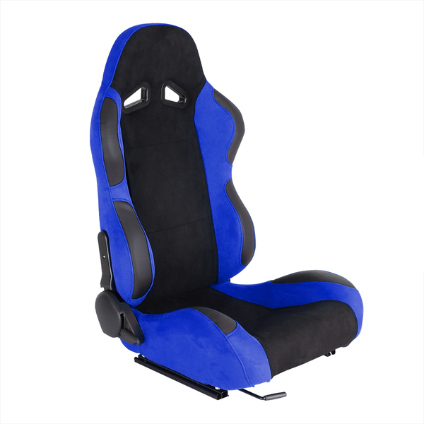 Spec-D Tuning Racing Seat - Black And Blue Suede  - Right Side RS-2004R